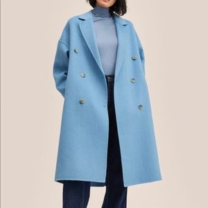 Mango Blue Wool Coat